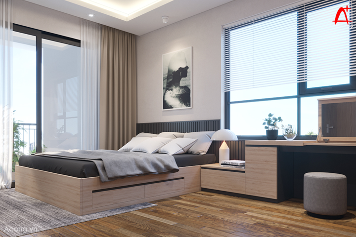 Nội thất chung cư 87 Lĩnh Nam: thiết kế phòng ngủ master