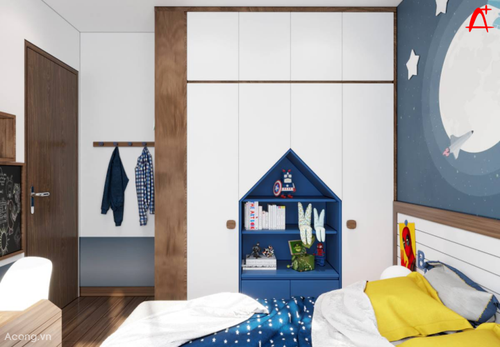 Thiết kế nội thất chung cư Eco Green: phòng con trai