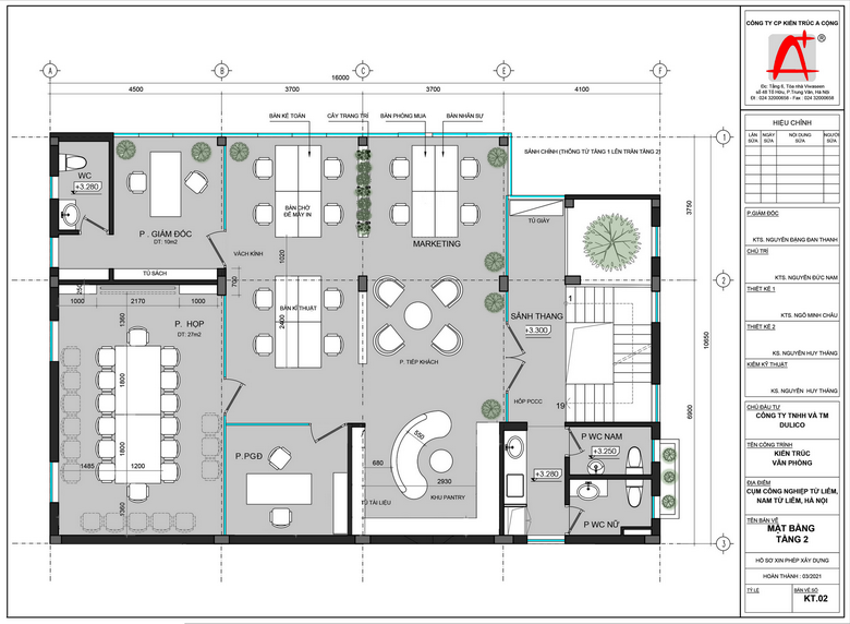 Thiết kế nội thất văn phòng công ty Dulico: layout