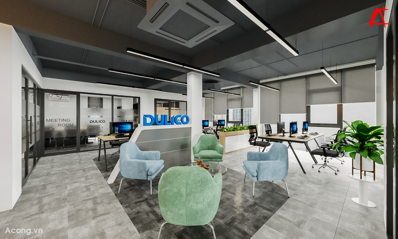 Thiết kế nội thất văn phòng công ty Dulico: không gian làm việc chung