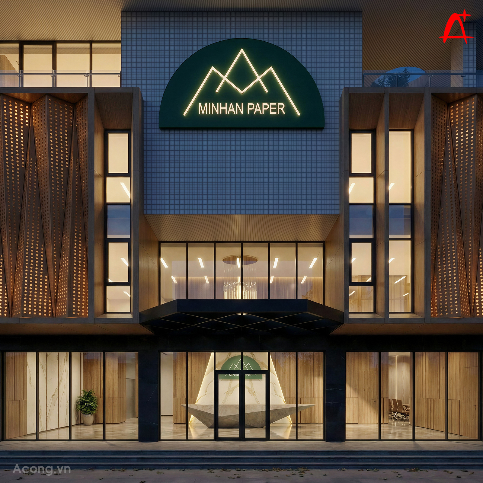 Nh&agrave; điều h&agrave;nh C&ocirc;ng ty Giấy Minhan, A Cộng thiết kế