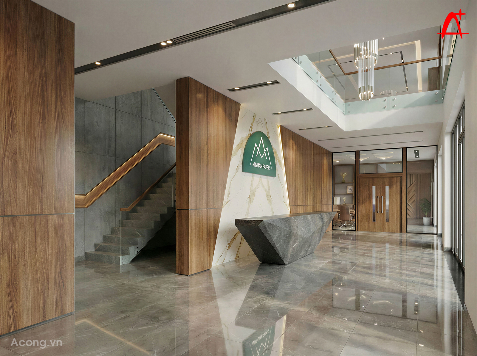 Sảnh văn ph&ograve;ng t&ograve;a nh&agrave; Minhan Paper