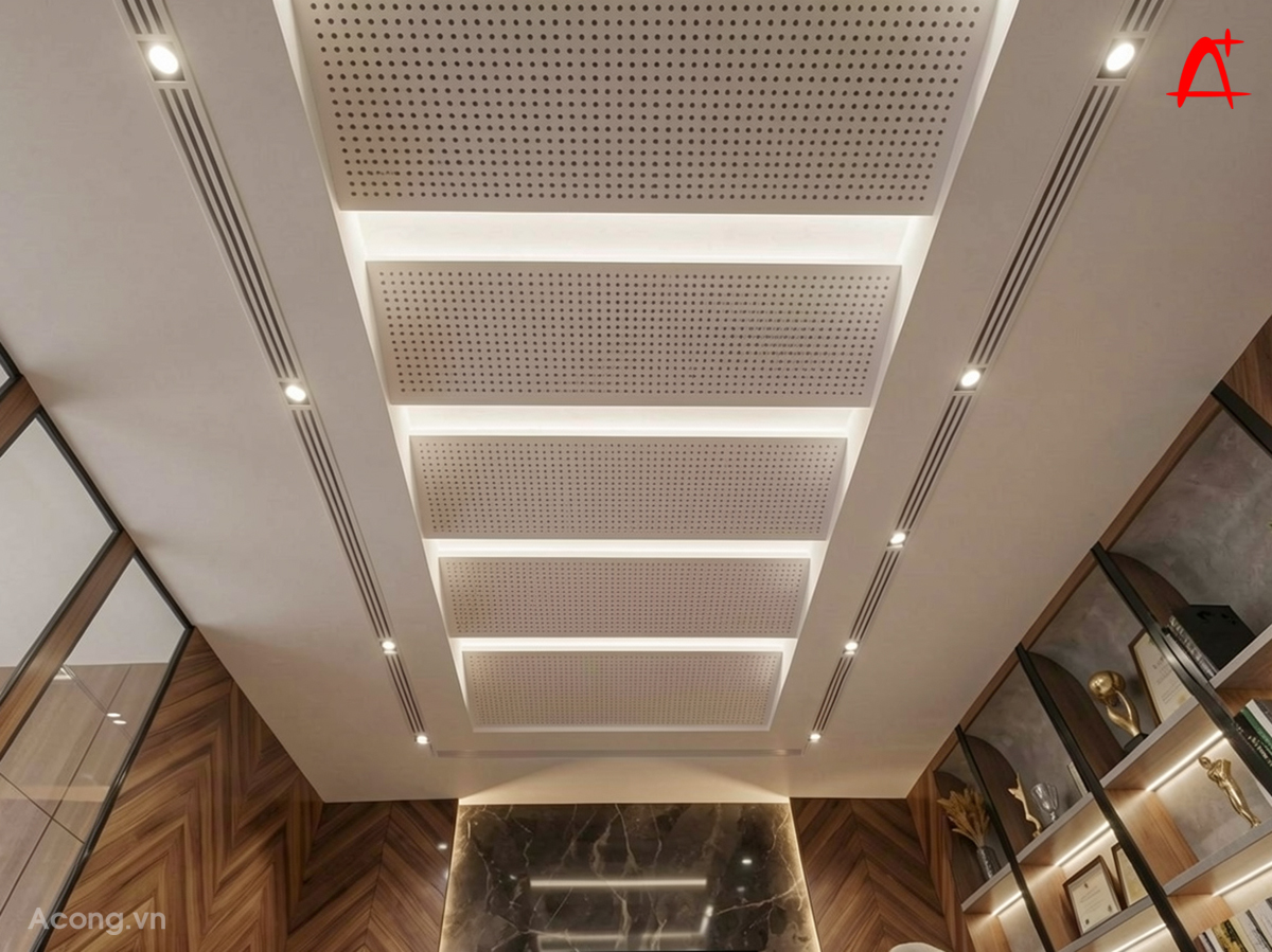 Chi tiết trần ph&ograve;ng tiếp kh&aacute;ch văn ph&ograve;ng Minhan Paper