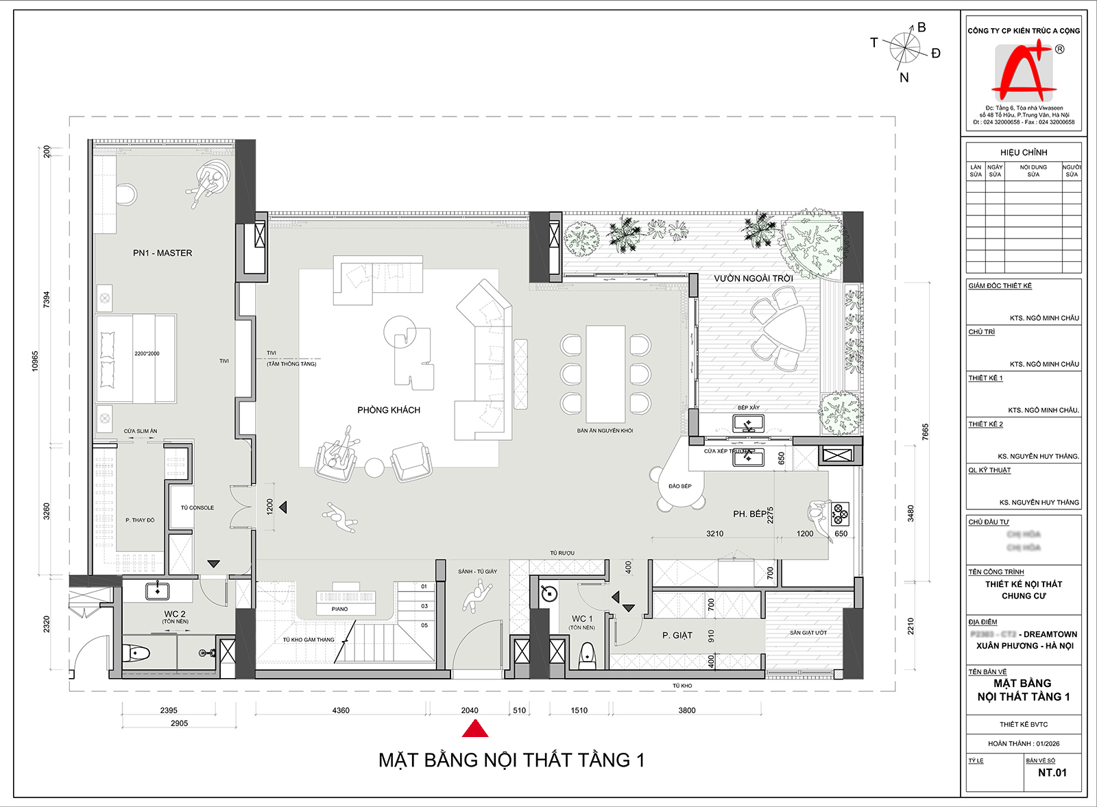 Mặt bằng nội thất tầng 1 căn hộ penthouse Dream Town H&agrave; Nội