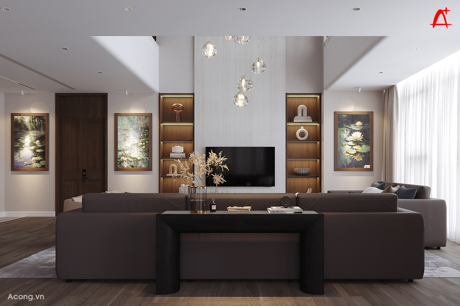 Ph&ograve;ng kh&aacute;ch penthouse th&ocirc;ng tầng