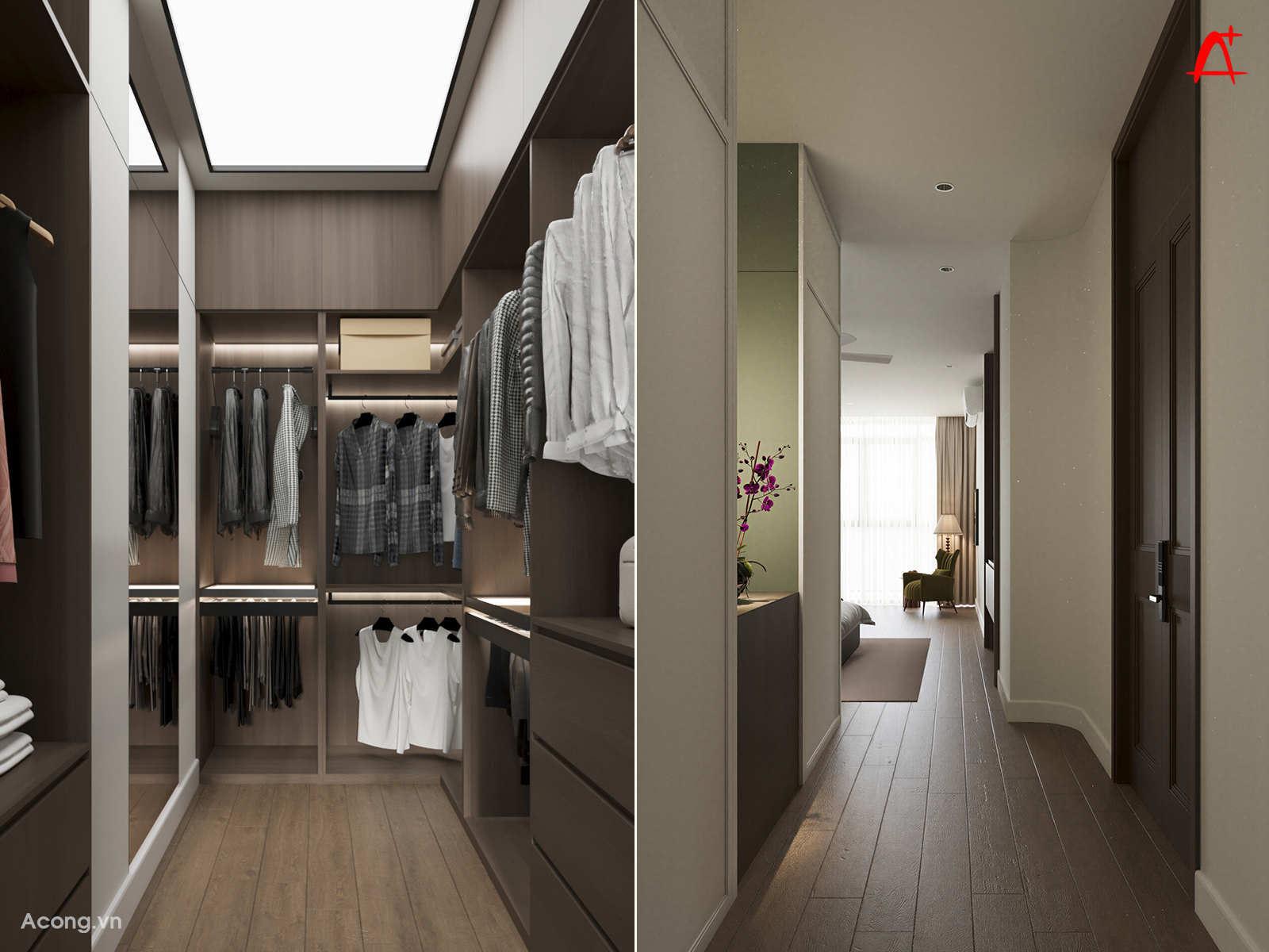 Kh&ocirc;ng gian ph&ograve;ng ngủ master