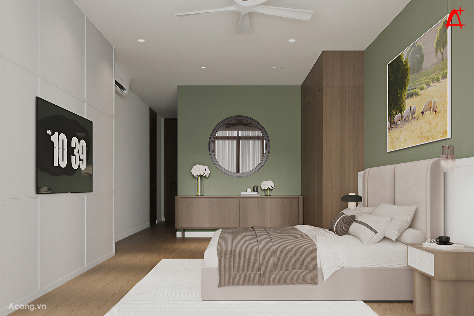 Ph&ograve;ng ngủ hiện đại tầng 2