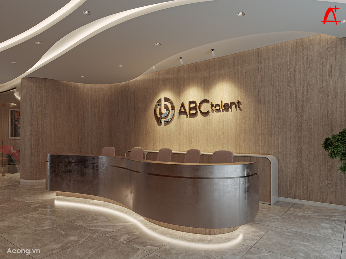 Kh&ocirc;ng gian lễ t&acirc;n trung t&acirc;m nghệ thuật ABC Talent với quầy cong mềm mại