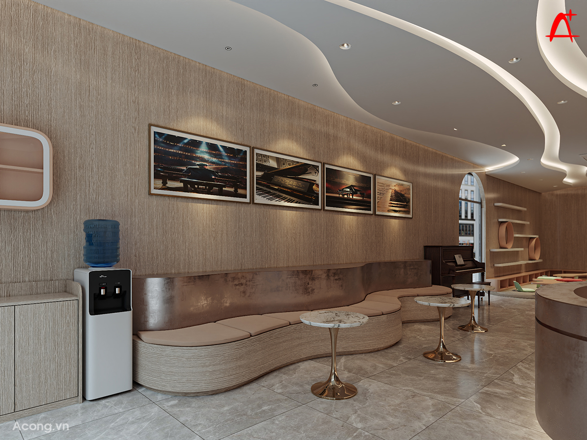 G&oacute;c nh&igrave;n tổng thể tầng 1 với thiết kế đường cong xuy&ecirc;n suốt kh&ocirc;ng gian