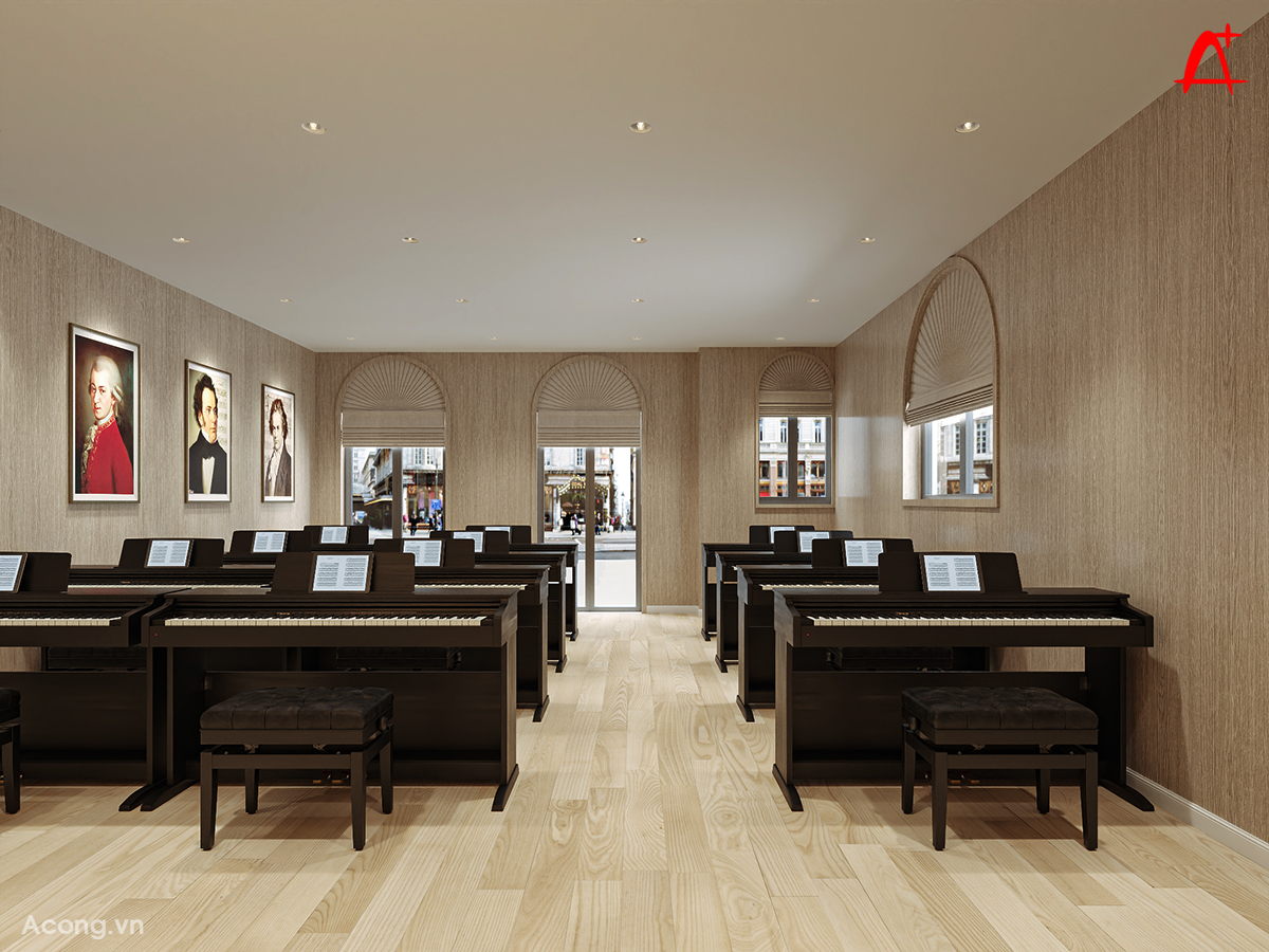 Thiết kế nội thất ph&ograve;ng học đ&agrave;n piano