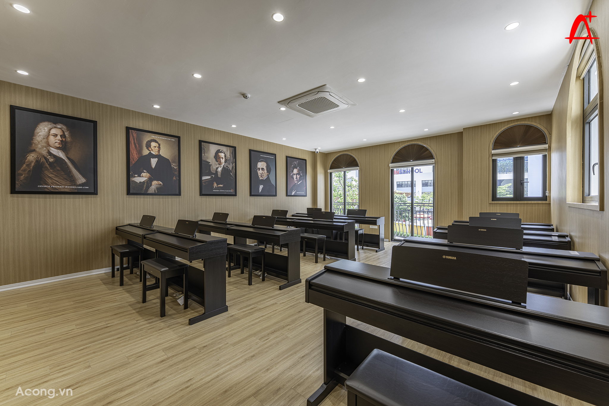 Phòng học đàn piano lớn tại tầng 2, trung tâm nghệ thuật ABC Talent tại Vinhomes Smart City