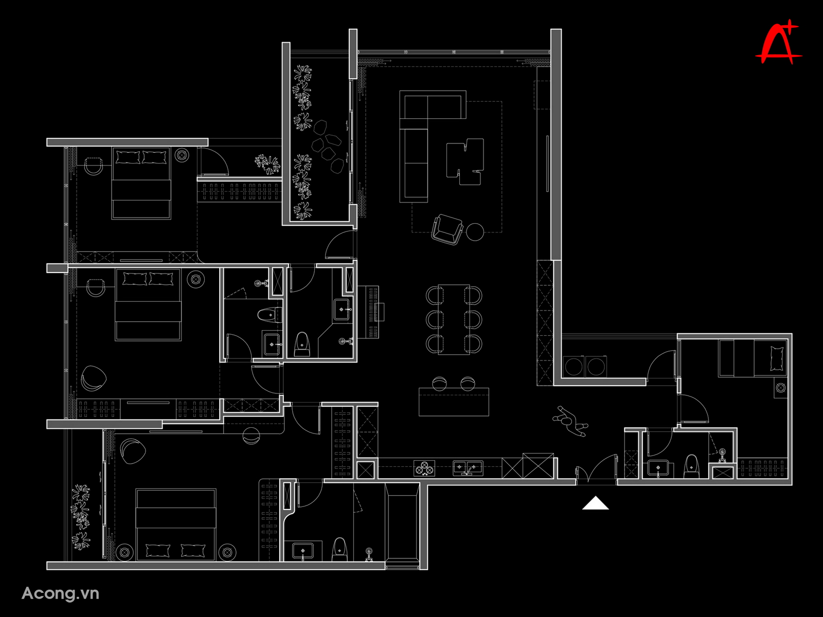 Thiết kế nội thất penthouse BRG 25 Lê Văn Lương: mặt bằng